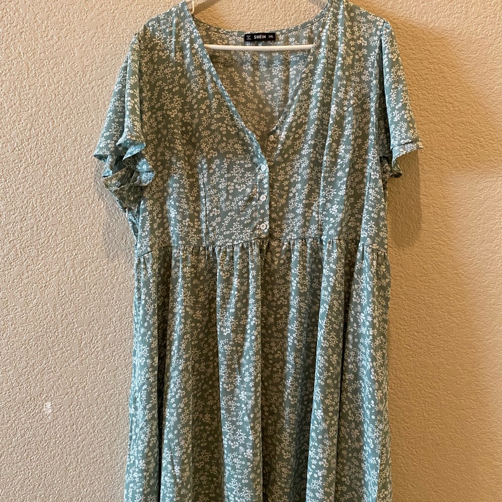 Green Floral Mini Dress